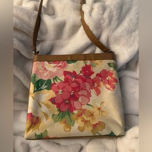 Fossil Floral Canvas Shoulder Bag - Red, Pink, Yellow